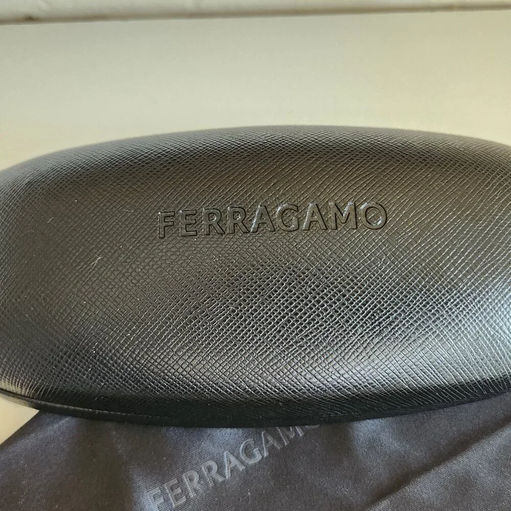 Salvatore Ferragamo large clamshell Sunglass / Eyewear Case (Black) w/ Cloth